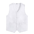 thumbnail image 3 of Likimi Children Girls Boys T Shirts Formal Vest Elegant Button Down Crew Neck Solid Color Sleeveless Casual Fashion Shirts White Size 9-10 Years, 3 of 6