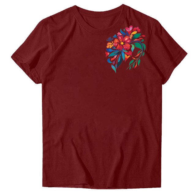 Pisexur Hauts d'Été pour Femmes, Hauts pour Femmes, Hauts de Sortie pour Femmes, Hauts pour Femmes, Blouse Mode Imprimée à Manches Courtes Col Rond Amusant T-Shirt Vin, TG