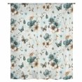 thumbnail image 2 of Teal Beige Floral Sheer Curtains 84 Inch Length, Light Filtering Voile Curtain Panel, Spring Elegant Garden Flowers Blue Rod Pocket Drapes Window Treatments for Living Room Bedroom 52"x84", 2 of 9