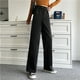 thumbnail image 1 of Pantalones de pierna ancha para mujer, pantalones de traje drapeados de cintura alta, pantalones casuales para estudiantes para mujer, 1 of 5