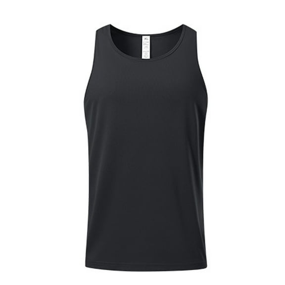 Taqqpue Tank Tops for Men Casual Solid Color Crew Neck Sleeveless Workout Shirts Quick Dry Athletic Bodybuilding Gym Performance Tee Shirts for Swim Beach