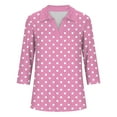 thumbnail image 6 of SCSAlgin Polka Dot Tops for Women 3/4 Sleeve Summer Cotton Notch V Neck Funny Shirts Button Up Graphic Tees, 6 of 6