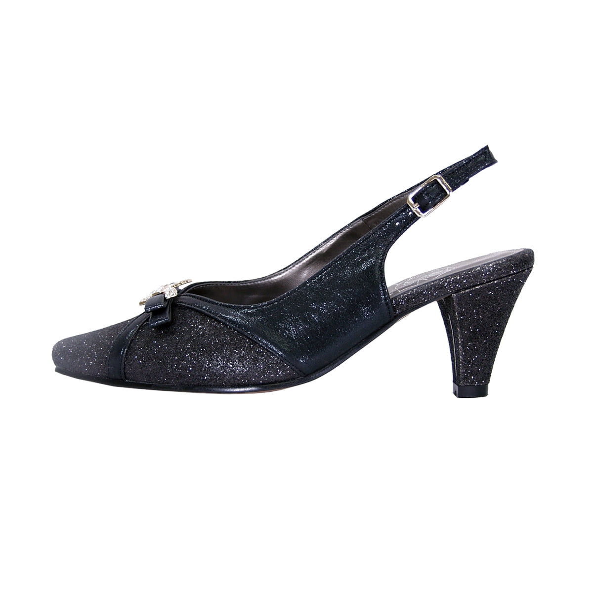 FLORAL Hanna Women's Wide Width Pointed Toe Slingback Dress Shoes BLACK 9