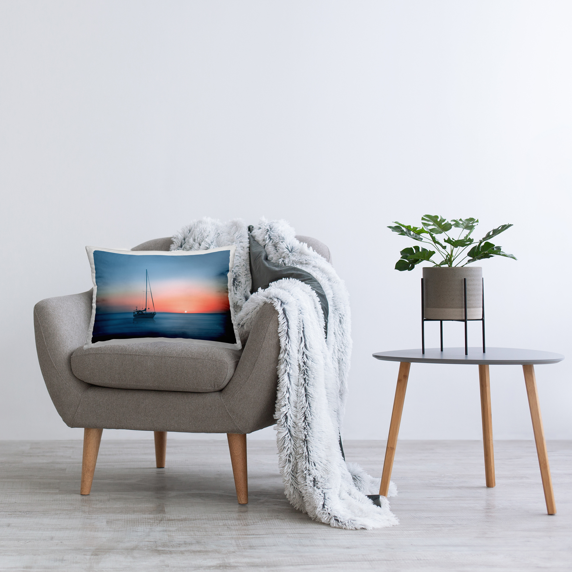 Stupell Industries Boat at Sunset Seascape Decorative Printed Throw Pillow, 14 x 20