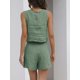 thumbnail image 4 of Conjuntos de 2 piezas para mujer, conjunto de pantalones cortos de lino y top corto para vacaciones de verano, 4 of 4