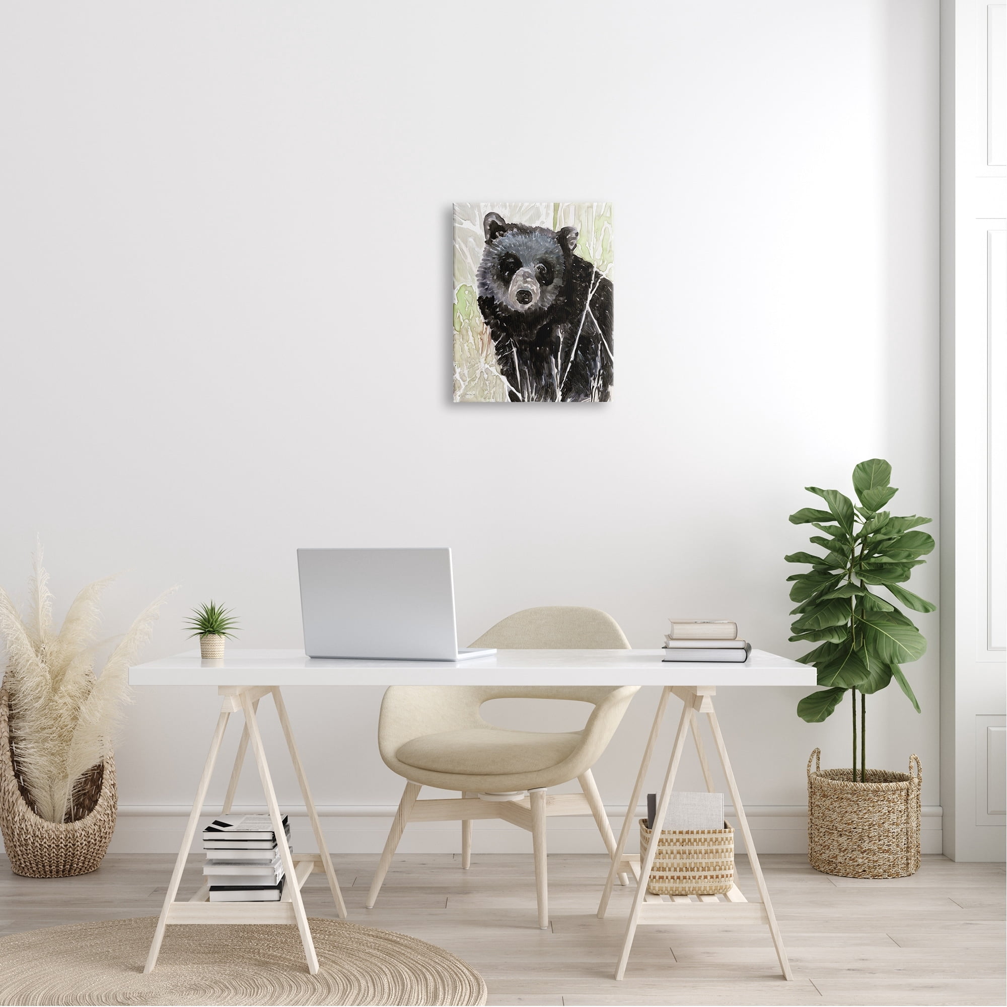 Stupell Industries Painterly Black Bear Abstract Forest Foliage Canvas Wall Art, 30 x 40, Design by Stellar Design Studio