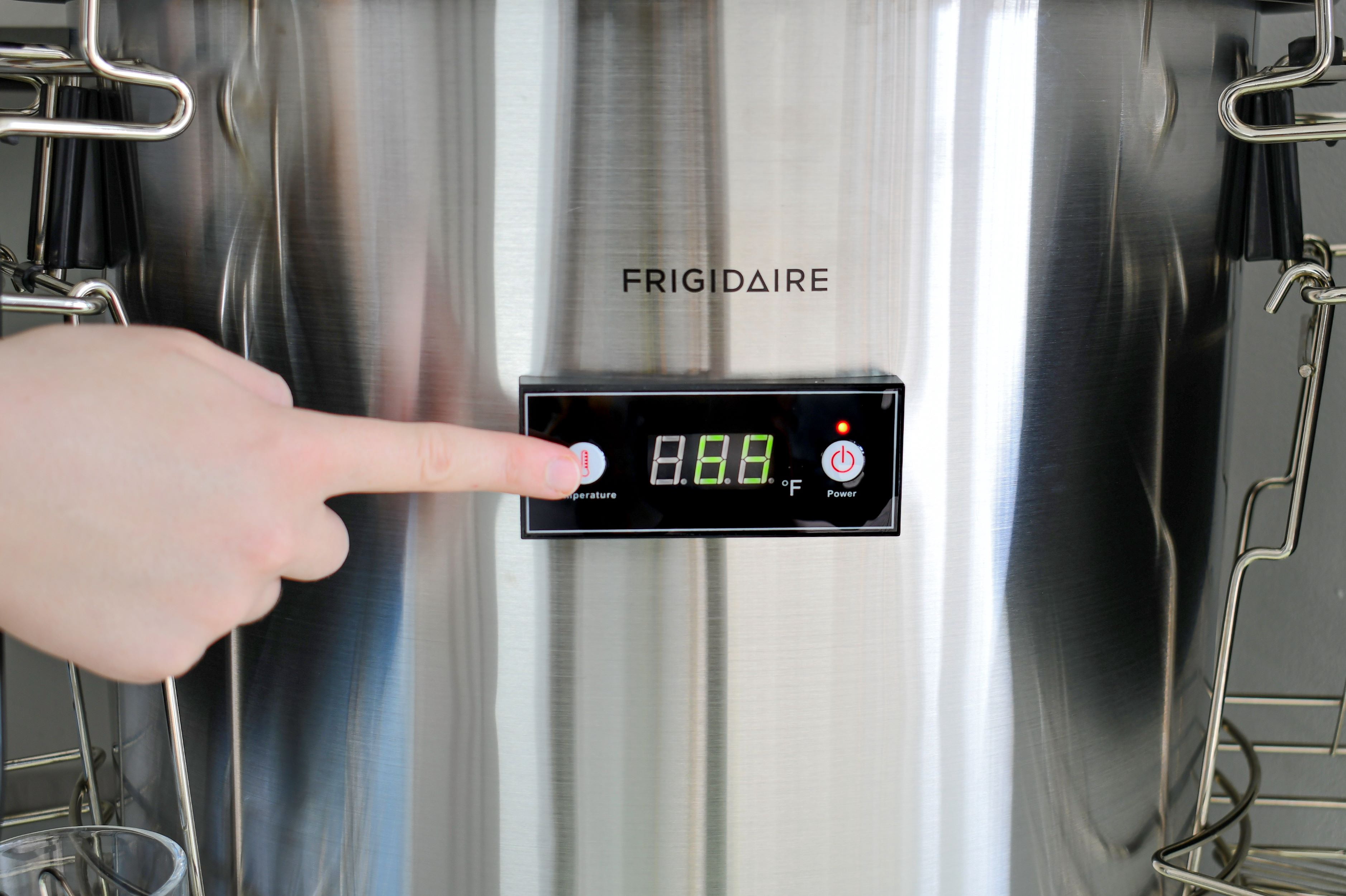 Frigidaire 85 Can Electric Party Cooler with Wheels, Digital Temperature Control, Cooler Cart for Parties, Events, Bar, Stainless Steel