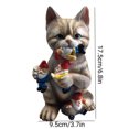 thumbnail image 3 of Estatua De Gato Estatuas de gnomos que comen gatos, adorno decorativo para jardín, divertido para decoración de jardín, 3 of 8