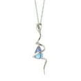 thumbnail image 2 of Galaxy Gold 14K Solid White Gold 18" Snake Necklace with 2.28 CT Natural Diamonds and a Dangling Briolette Blue Topaz Drop, 14"-24" Sizes, December Birthstone, Symbol of Calm, 2 of 5