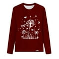 thumbnail image 4 of hxobax Long Sleeve T Shirts for Womens Dandelion Print Tunic Tops Fall Cute Crewneck Pullover Tshirt, 4 of 5