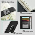 thumbnail image 4 of 9.2x6.7 inch Leather Notebook 100 Sheets, Multi-Pocket Design & Pen Loop Dragonflies with White Daisies Refillable Journal Organizer, 4 of 6