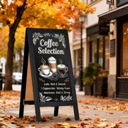 DOLLAR BOSS Wooden A-Frame Sign Chalkboard Sign 40 x 20 Magnetic Sidewalk Menu Board with Sturdy Freestanding Black Sandwich Board Sign Board Menu Display for Restaurant Business Weddings, Black