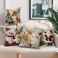 thumbnail image 4 of 4PC Christmas Throw Pillow Covers 18''x18'' Vintage Snowman Santa Elk Rabbit Linen Pillow Cases Winter Hoilday Christmas Decoration Couch Cushion Case for Chair Sofa Bedroom Living Room Home Decor, 4 of 10
