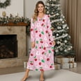thumbnail image 3 of Tutolipy Cherry Printed Nightgowns for Women Long Sleeve Loungewear V Neck Sleepwear Full Length Nightshirts for Fall Winter, XL, 3 of 6