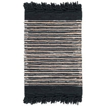 SAFAVIEH Vintage Leather Aaron Stripe Fringed Area Rug, Black/Multi, 6' x 9'