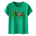 thumbnail image 2 of Aayomet St Patrick's Day Summer Tops For Women Women's Leopard Print Tops Short Sleeve Round Neck Casual Loose T Shirt,Green XXL, 2 of 3