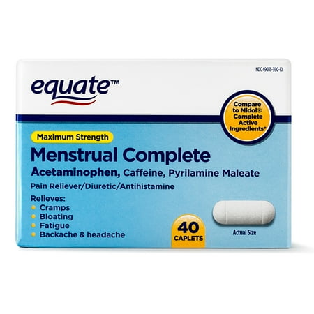 Equate Maximum Strength Menstrual Complete Caplets, 40 Count