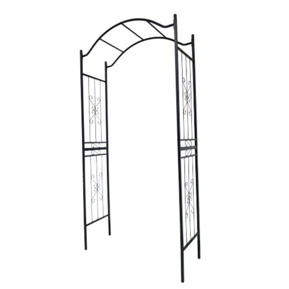BOFANG Black Metal Garden Arch 7.5 ft Tall Plant Support Trellis Outdoor Curved