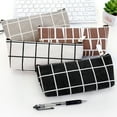 thumbnail image 2 of JeashCHAT Plaid Pencil Case Large Capacity Pencil Pouch Pen Bag Stationery Bag, White, 2 of 5