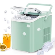 CONCETTA Portable Ice Maker Machine, 26.5 lb/Day Ice, Two Ice Sizes, Self-Cleaning Function, Bullet Ice Maker with Ice Scoop & Basket, Green