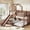 Natural, variant on HanuQ Twin over Full House Bunk Bed with Slide and Playhouse Design, Wooden Frame with X-Shaped Guardrails and Storage Space, No Box Spring, Natural