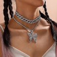 thumbnail image 3 of Rocker Butterfly Necklace Punk Statement Long Chain Necklace Choker, 3 of 5