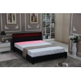 thumbnail image 3 of Full Size Platform Bed Upholstered Bed Frame Bedroom LED Light Headboard with Color Changing LED Light Slats Bed Black, 3 of 7