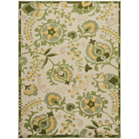 Nourison Aloha 6' x 9' Ivory Green Fabric Outdoor Area Rug (6' x 9')