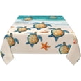 thumbnail image 5 of Sea Turtle Beach Starfish Ocean Coastal Waterproof Picnic Party Square Table Cloth Cover Decorations Fabric 60 X 60 Inches Square Tablecloth for 30-46 Inch Home Dining Room Kitchen Decor, 5 of 5
