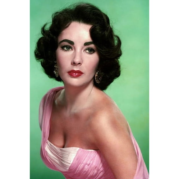 Elizabeth Taylor Stunning In Low Cut Pink Gown Beautiful Pose 24x36 Poster