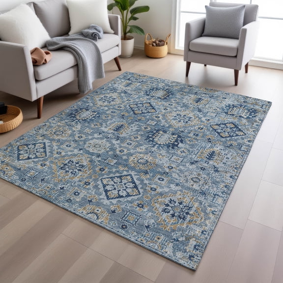 Addison Rugs Chantille Indoor/Outdoor Traditional Global Denim Machine Washable Rectangle Rug, 10' x 14'