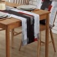 thumbnail image 2 of Table Runner Dresser Scarves 72 Inch Long, Geometric Modern Painting Art Linen Dining Table Runners Abstract Red Gray Black Color Block Tabletop Scarf for Wedding Holiday Party Kitchen, 2 of 7