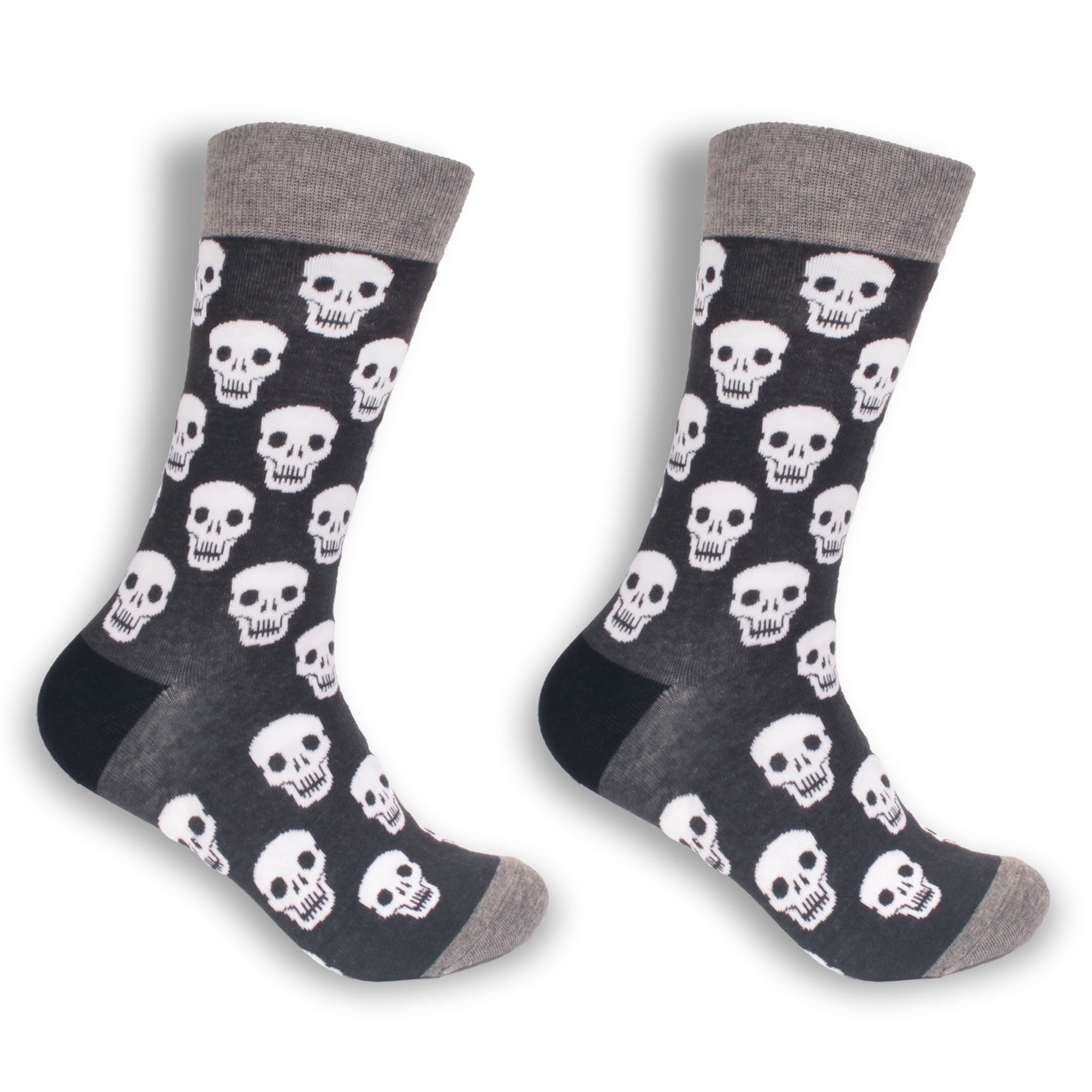 BambooMN Men's Cotton Novelty Socks Skulls S/M 2 Pairs
