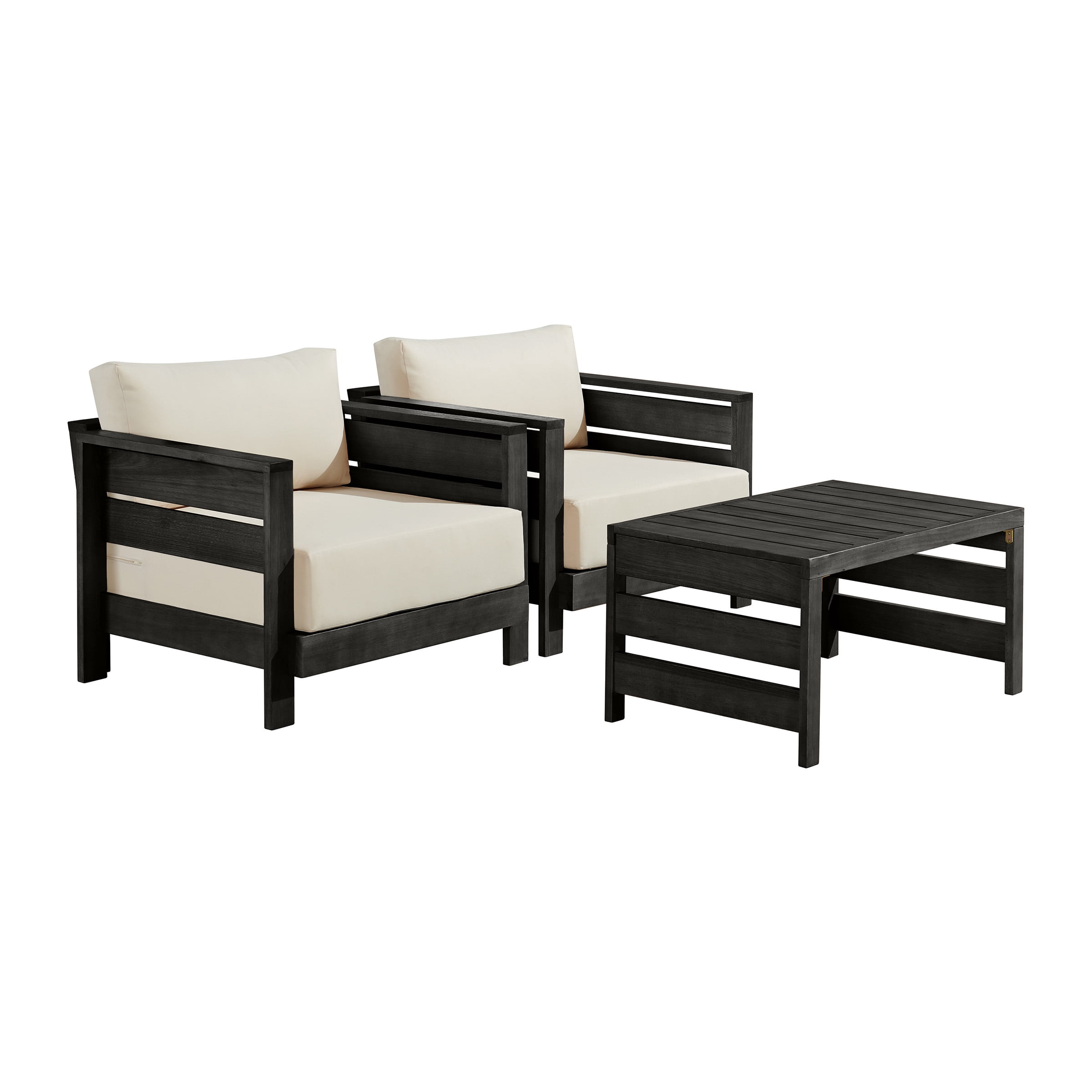 Alaterre Furniture Barton 3 Piece Patio Furniture Set with Table and Chairs (Black)