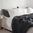 thumbnail image 2 of Hand Knitted Chunky Blanket Throws:Weighted Knit Blanket Throw,Handmade Chunky Yarn Blanket for Sofa and Bedroom,Soft Thick Knit Throw Blanket,Fluffy and Cozy,47×70 Inch (Dark Gray), 2 of 14