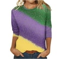 thumbnail image 2 of Going Out Tops for Women Viikei Womens Tops Clearance,Sweatshirts for Women Oversized,Women's Mardi Gras Fashion Printing Casual Round-Neck 3/4 Sleeve T-shirt Blouse Multicolor S, 2 of 5