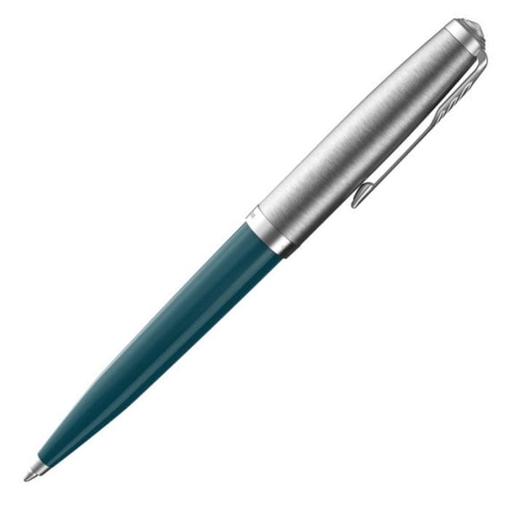 Parker 51 Ballpoint Pen, Teal Barrel with Chrome Trim, Medium Point, with Black Ink, Gift Box