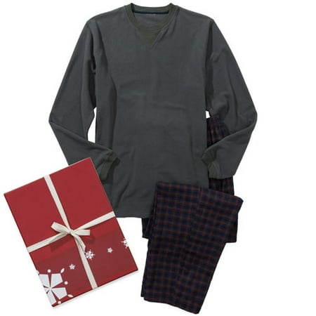 Big Men's Crew Fleece and Plaid Pants Gift Box Set