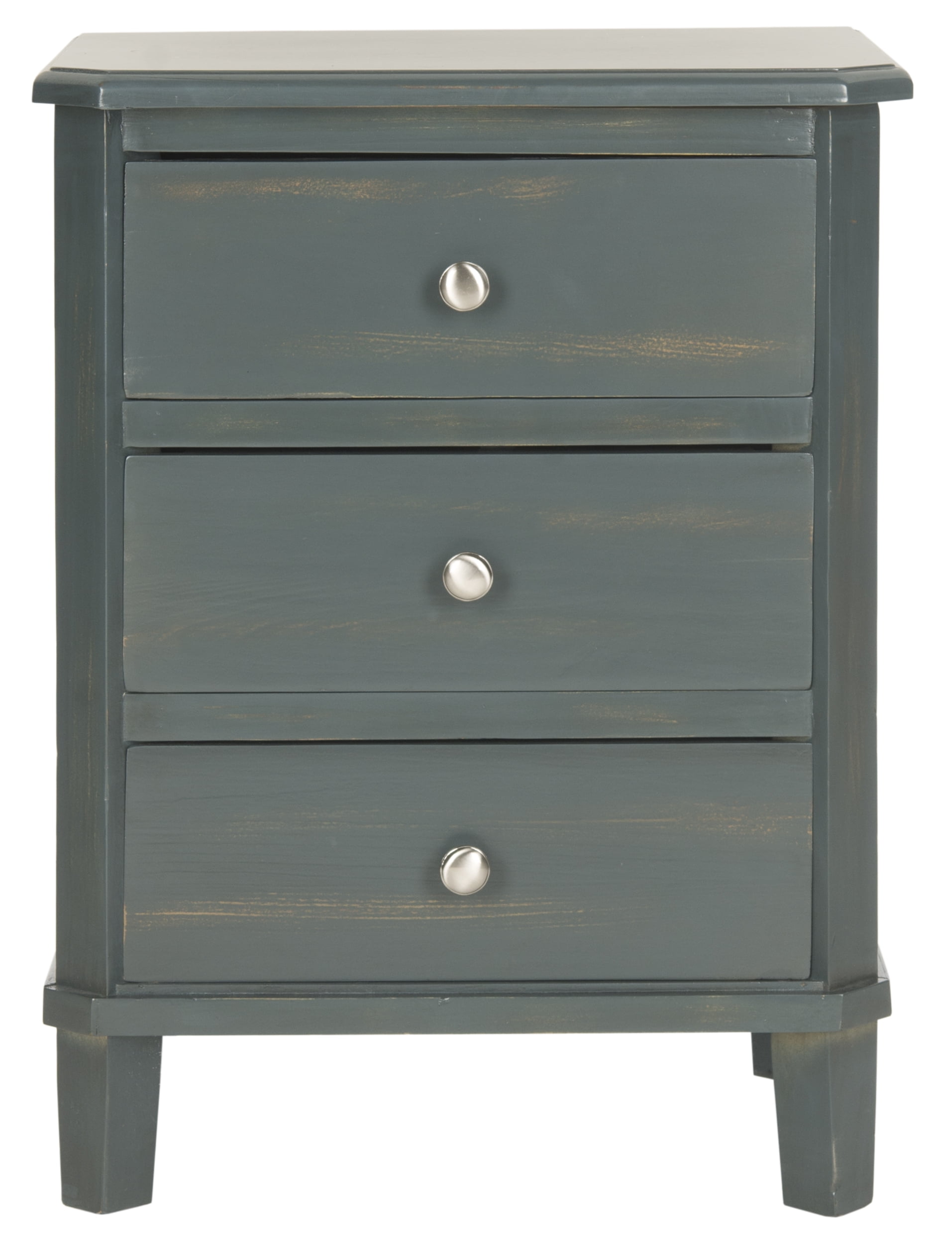 SAFAVIEH Joe Classic End Table with 3 Storage Drawers, Steel Teal