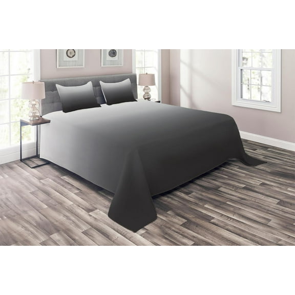 Ambesonne Ombre Quilted Coverlet 3 Pcs, Greyscale Tone Change Theme, Queen Size, Grey White