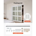 thumbnail image 7 of Sliding Closet Door, 72" (Double 37") x 80", 3-Lite Frosted Glass Bypass Sliding Doors with Hardware Kit & Floor Guide, Solid Wood & MDF Slab with Water-Proof PVC Surface for Closets Bedrooms, 7 of 7