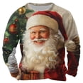 thumbnail image 2 of Sudadera sin capucha para hombre, informal, a la moda, con cuello redondo, estampado navideño, jersey de manga larga, blusa de poliéster para hombre, 2 of 3