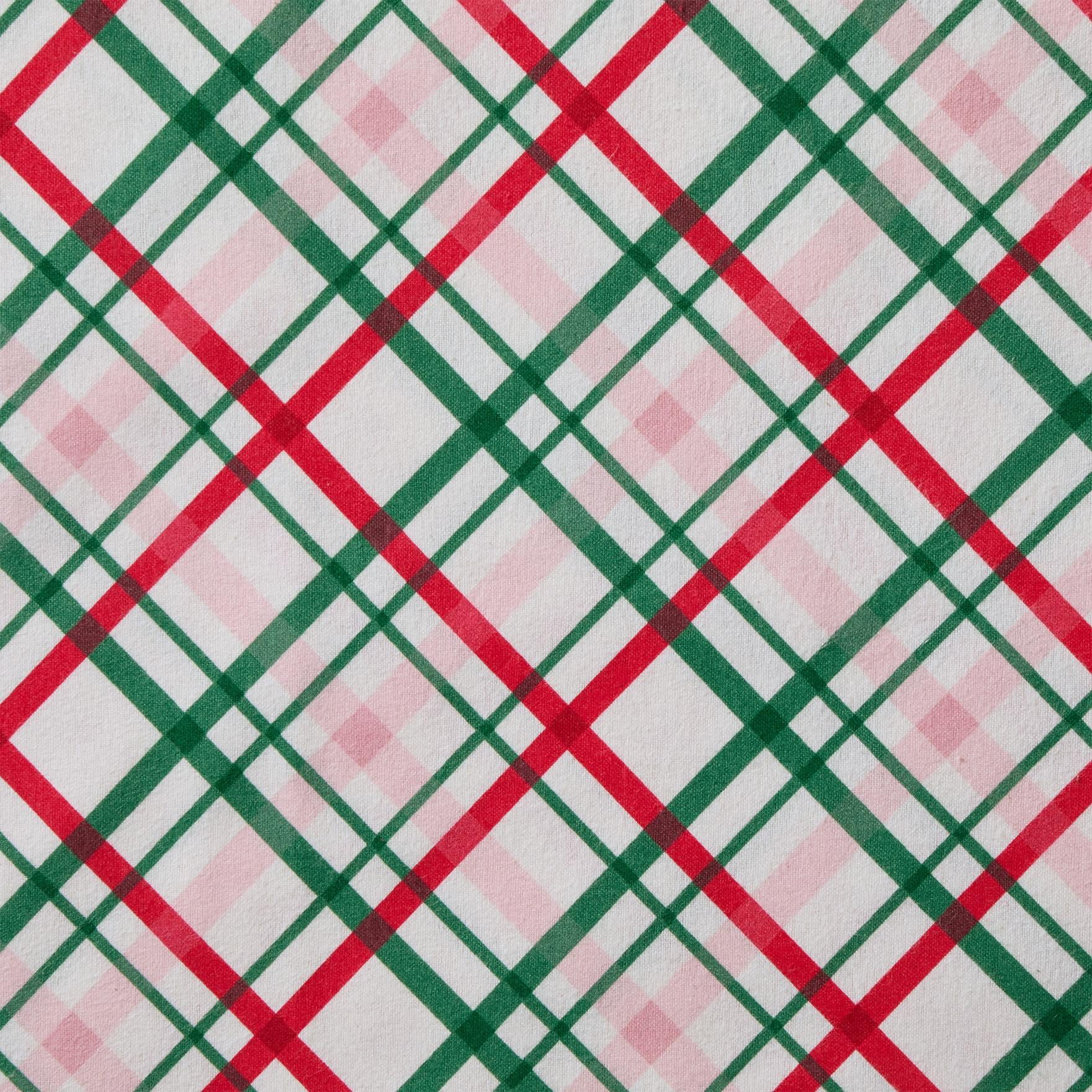 Hallmark Joy to the World Plaid 4-Piece Adult Multi Brushed Cotton Flannel Bed Sheet Set, Queen