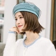thumbnail image 3 of YooGuoGuo Women Solid Color Beret French Artist Beanie Cap with Netting, 3 of 6