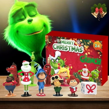Christmas Green Advent Calendar 2023, Christmas Countdown Calendar with 24pcs Character Dolls Gift for Kids Adults, Christmas Eve Countdown Calendar 24 Days Blind Box Green Elf Decor for Children (A)