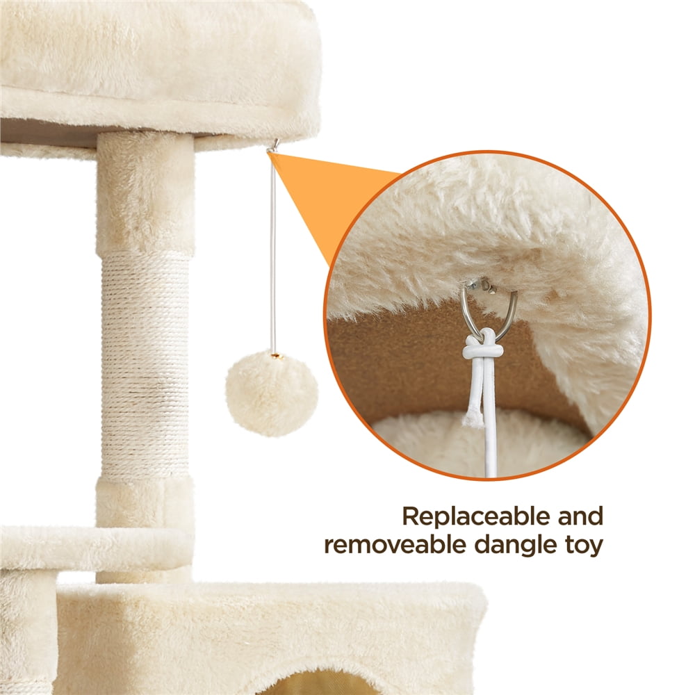Alden Design 63″H Cat Tree Large Hammock Scratching Posts Cat Tower Indoor Cats Multilevel Plush Cat Tree