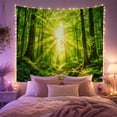 thumbnail image 2 of Forest Path Among Mossy Boulders under Sunbeams, Serene Digital Art for Nature Lovers, Woodland Home Decor, Housewarming Gift, Tapestry Wall Hanging for Bedroom and Living Room, 2 of 7