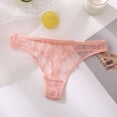 thumbnail image 2 of YYDGH Women's Sheer Mesh Thongs Panties Low Waist See Through Sexy Seamless Lace Underwear Brief Underpants Pink L, 2 of 8