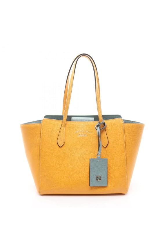 Pre-Owned Gucci Swing Tote Bag, Handbag, Leather, Women's, Yellow, 354408