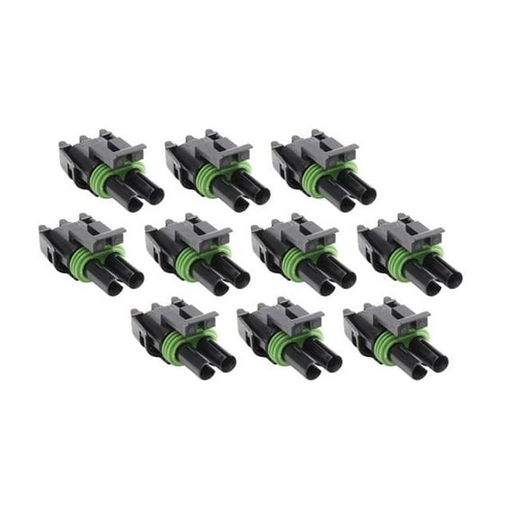 Allstar Performance ALL76290-10 Weather Pack Housing - Female - Seals Included - 2 Pin - 12V - 20 amp - Plastic - Black - Set of 10